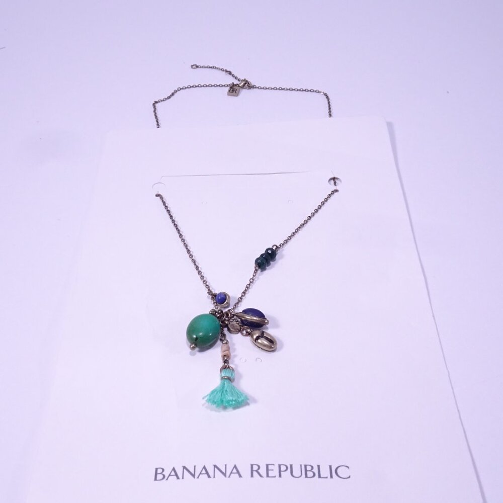 Banana Republic Red and Green tassel Pendant Necklace NWT 45 Each Set of 2 - Picture 4 of 8